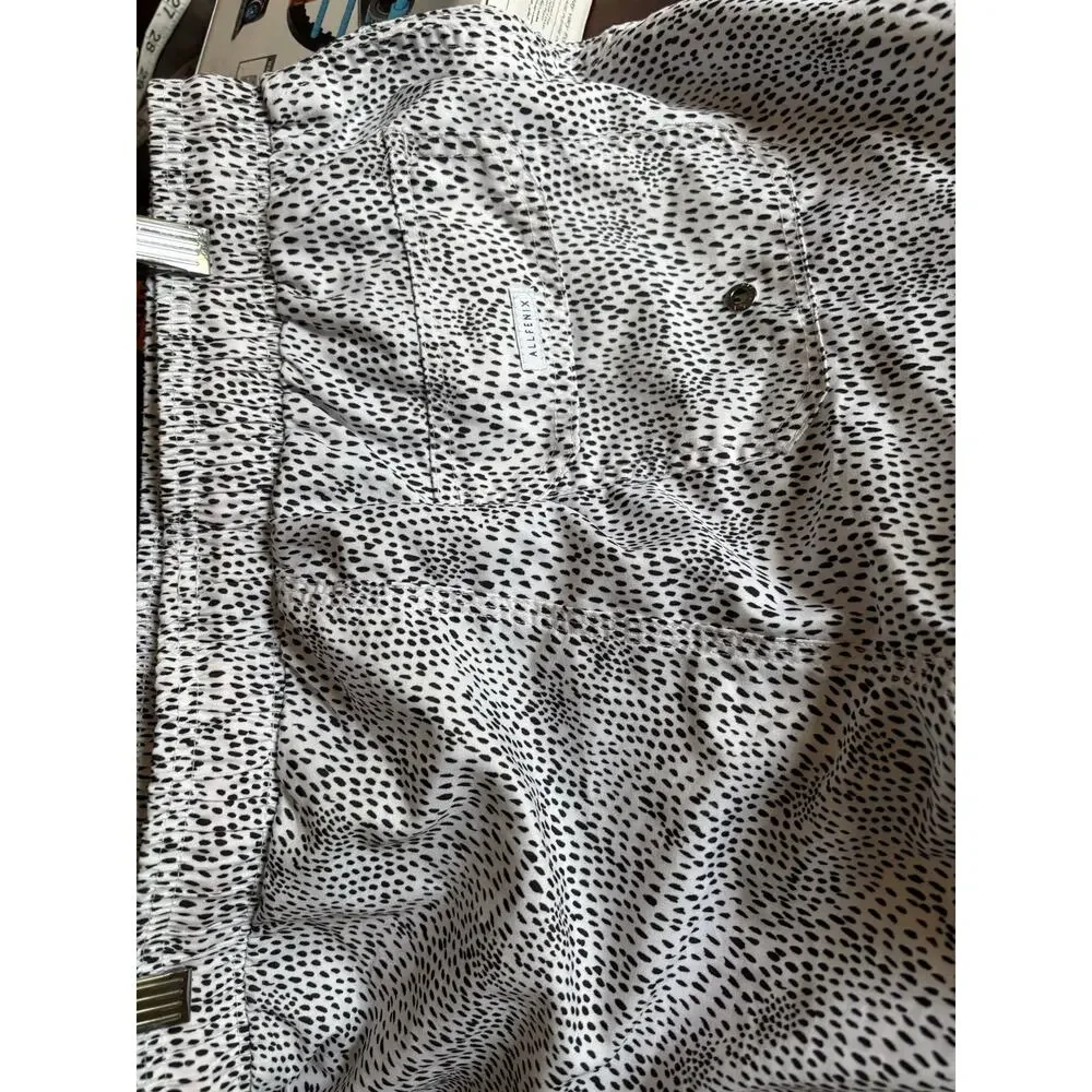 NWT Allfenix White Leopard Cabana Set Men Swim Trunk Board Shorts Button Shirt